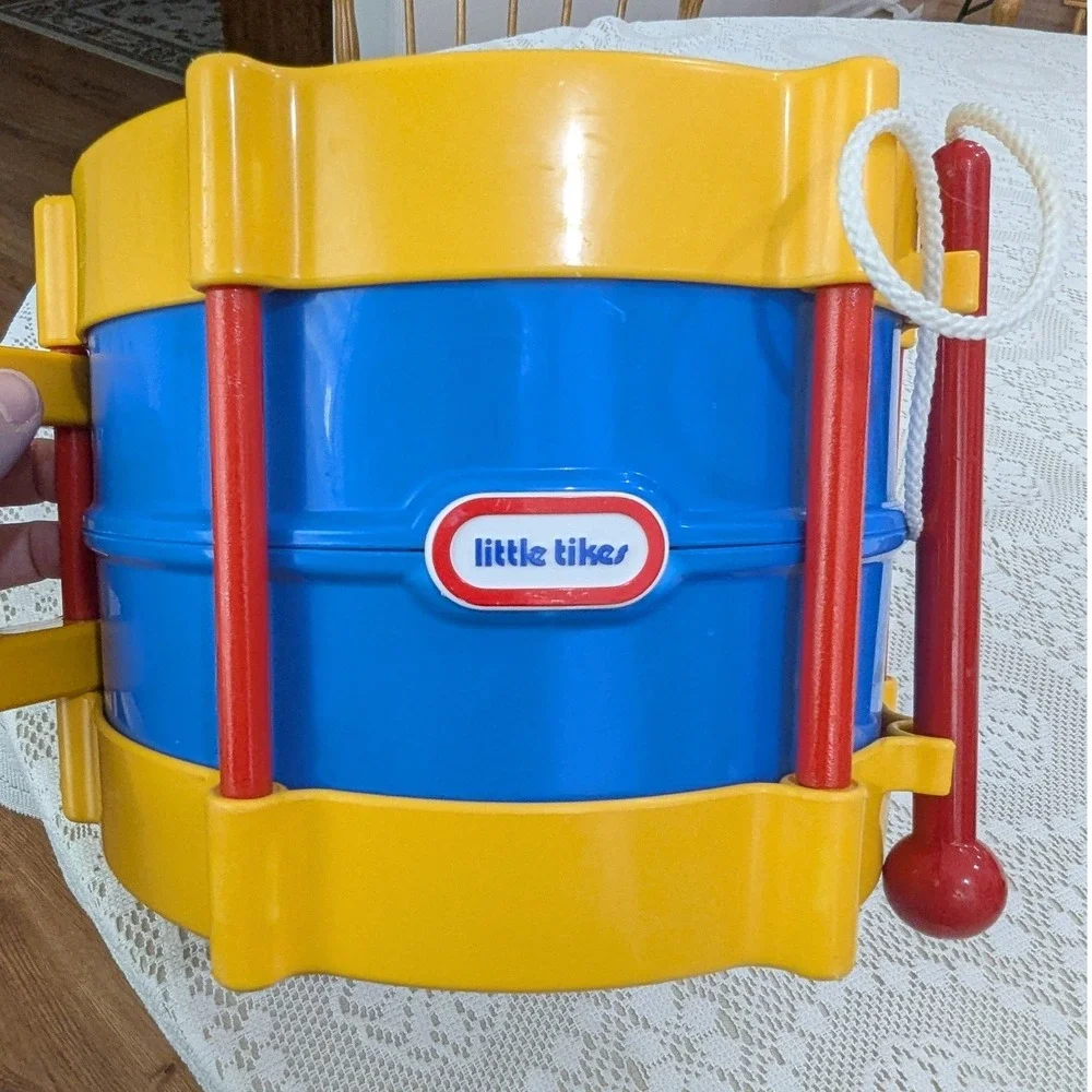 Little Tikes Tap-a-Tune Drum Blue Yellow Red Plastic Toy with Drumstick